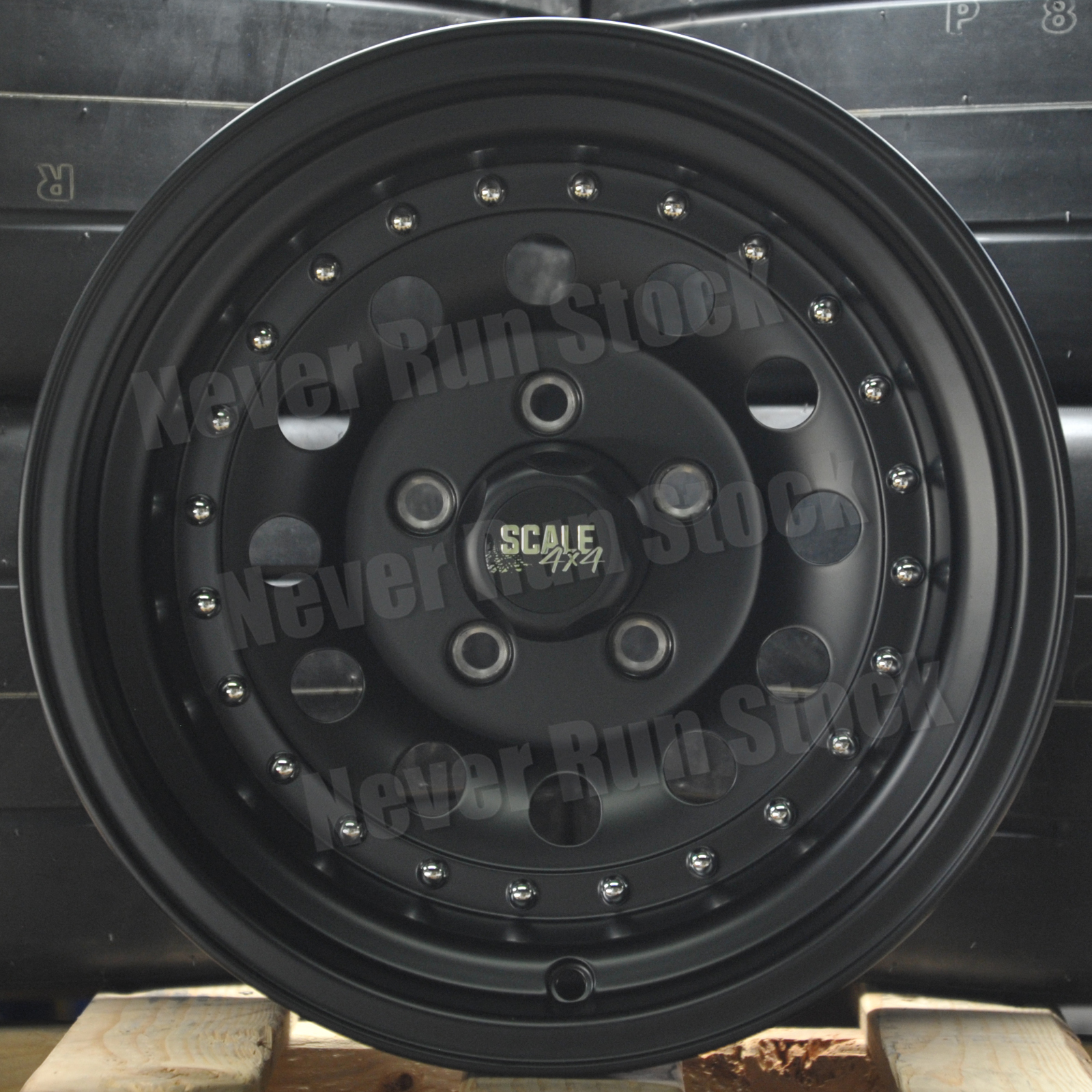 SCALE 4x4 BANDIT II 15x8 5x4.5 -19 OFFSET MATTE BLACK RIVET TRUCK