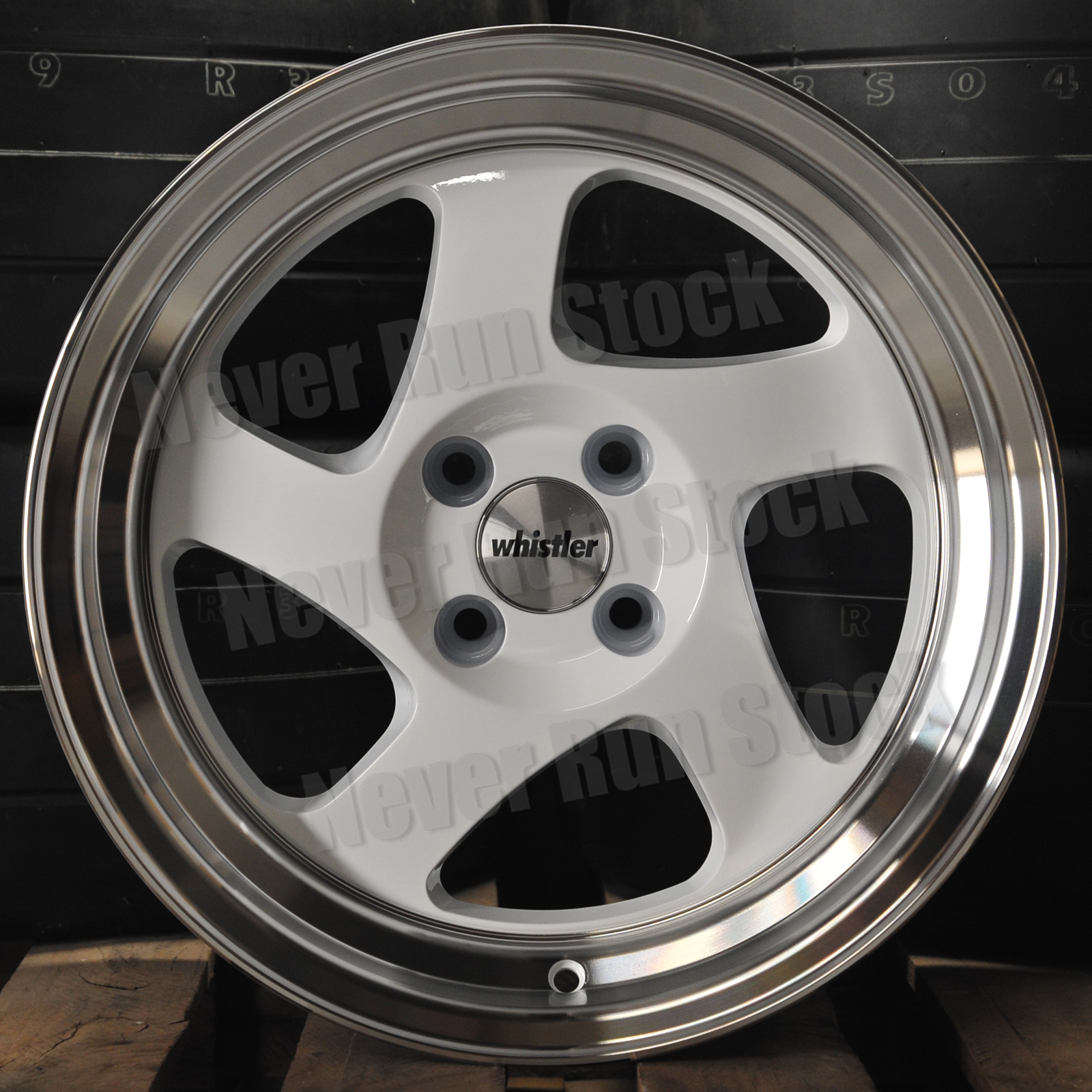 WHISTLER KR1 16x8 4x100 20 OFFSET WHITE MACHINE LIP 5 SPOKES SPORT