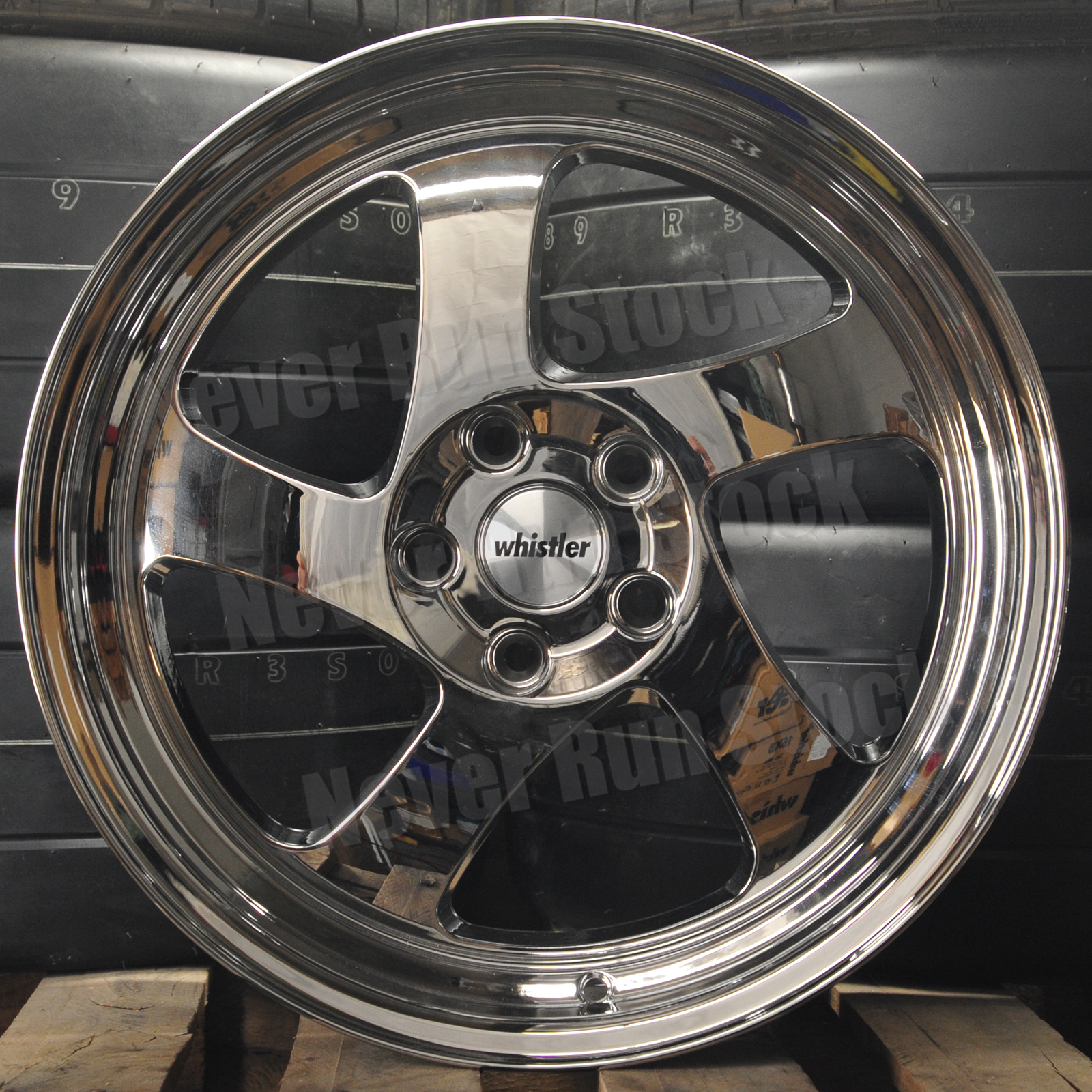 WHISTLER KR1 18x8.5 5x100 35 OFFSET PVD CHROME w/ LIP 5 SPOKE