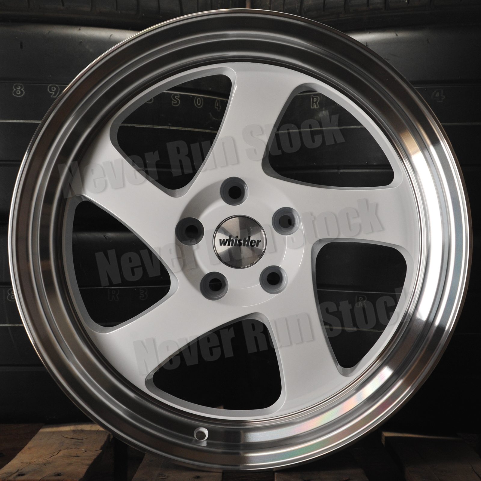 WHISTLER KR1 18x9.5 5x100 35 OFFSET WHITE MACHINE LIP 5 SPOKE