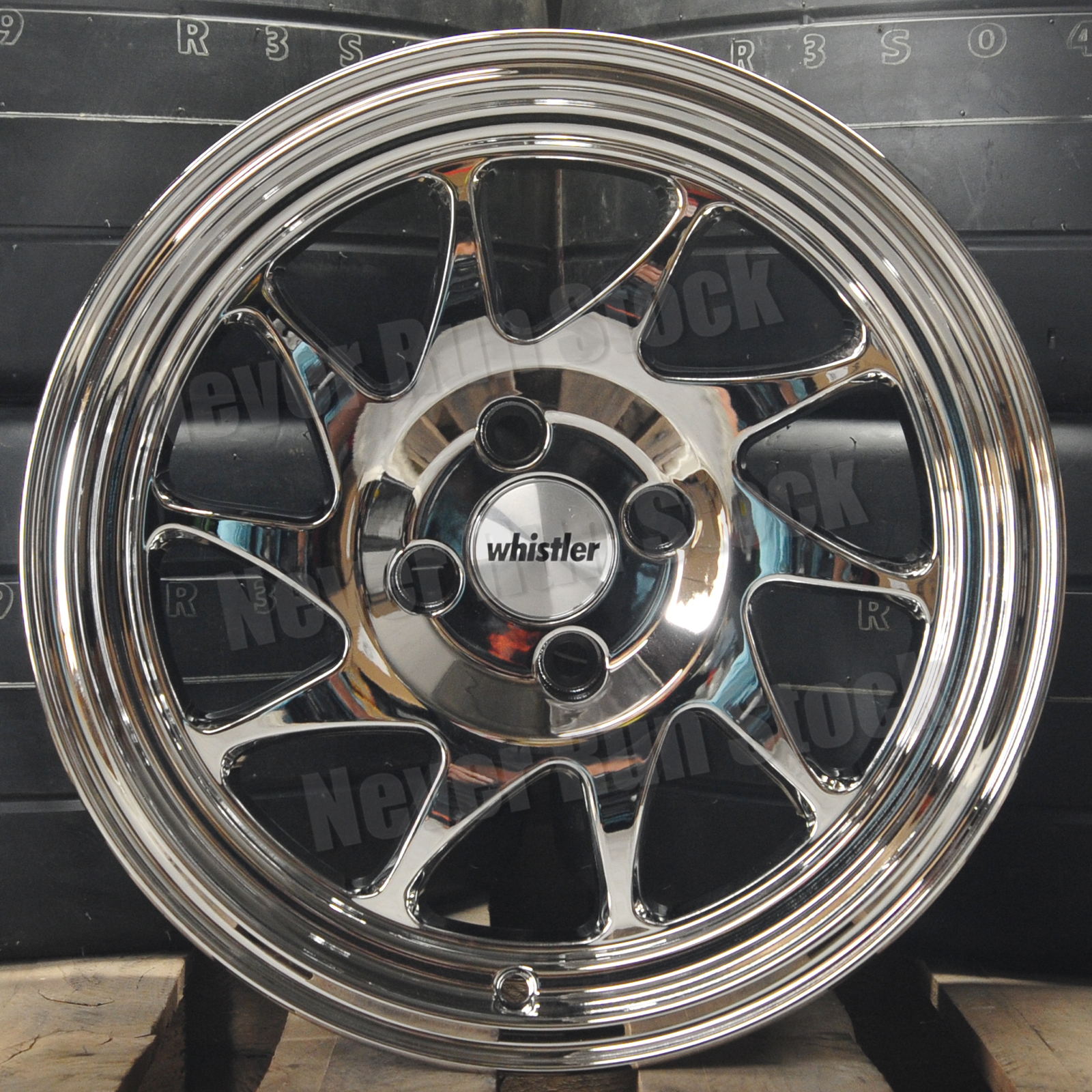 WHISTLER KR7 16x8 4x100 20 OFFSET PVD CHROME w/LIP 10 SPOKES SPORT