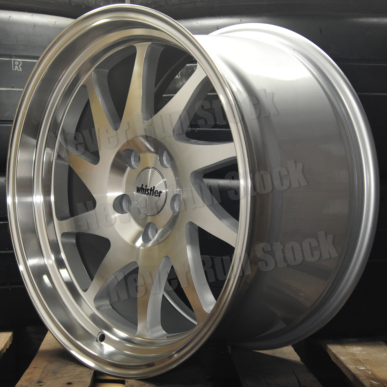 WHISTLER KR7 18x9.5 5x114.3 35 OFFSET SILVER MACHINE LIP 10 SPOKE