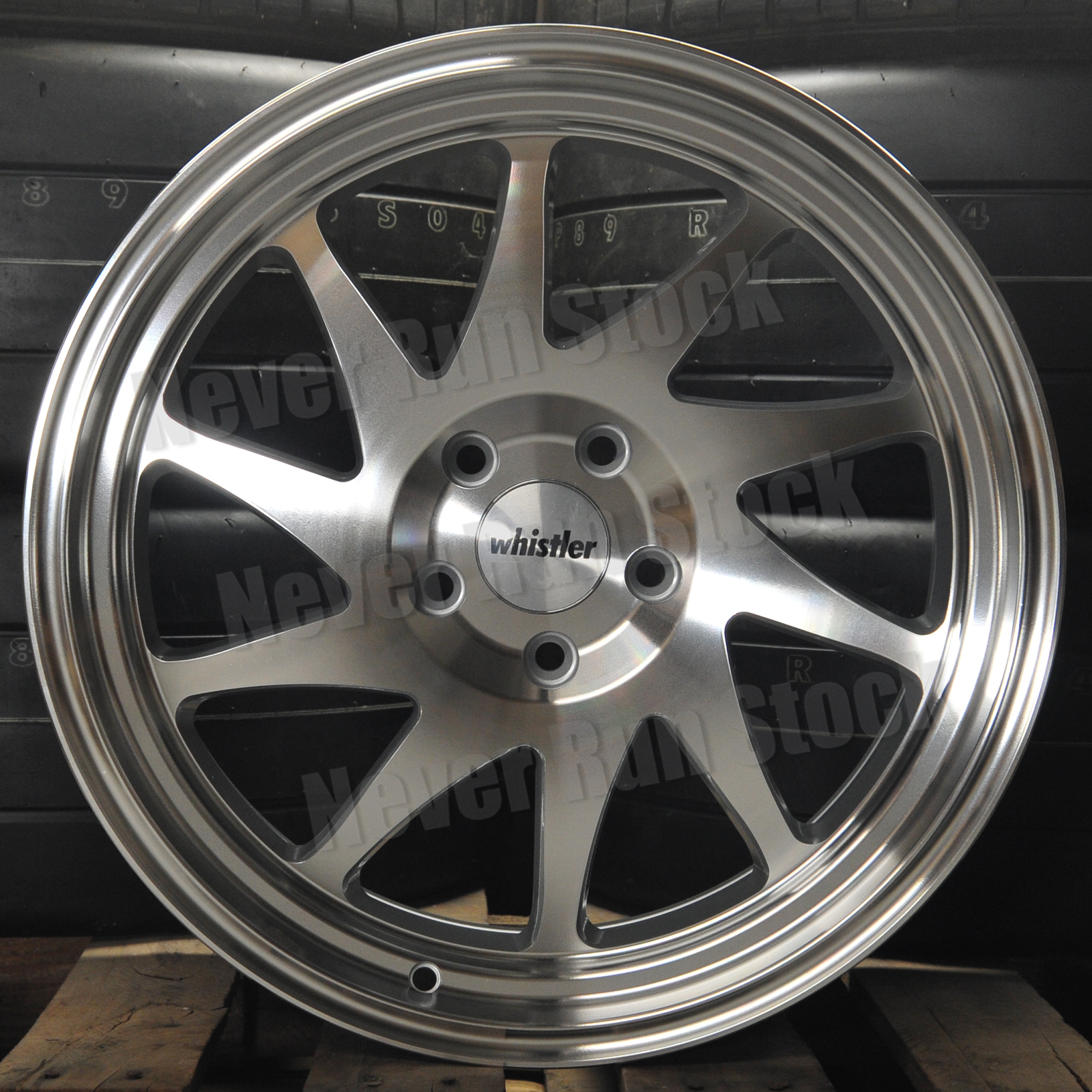 WHISTLER KR7 18x9.5 5x114.3 35 OFFSET SILVER MACHINE LIP 10 SPOKE